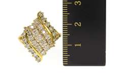 10K Yellow Gold 0.87 Ctw Wavy Diamond Encrusted Statement Ring