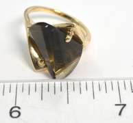 Free-Form Smokey Quartz Ring in Yellow Gold