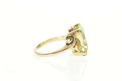 10K Yellow Gold Emerald Cut Lemon Lime Quartz Cocktail Ring