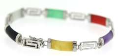 Multi Color Gemstone Sterling Silver Bracelet