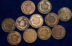 Lot of 11 1857-1858 Flying Eagle Cents