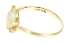 14K Yellow Gold Natural Opal Diamond Bypass Statement Ring