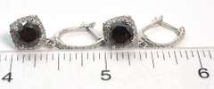 14K White Gold Black & White Diamond Earrings
