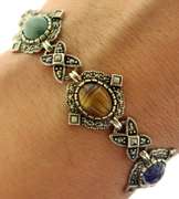 Sterling Silver Marcasite Gemstone Bracelet