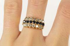 14K Yellow Gold 2.10 Ctw Tiered Sapphire Diamond Squared Ring