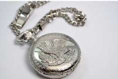 Ornate Men's Pocket Watch with Half Dollar .