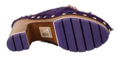 DOLCE & GABBANA  Purple Xiangao Fur Crystal Mules