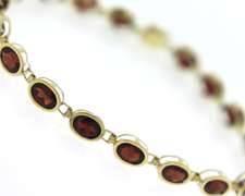 Pretty Yellow Gold Garnet Bezel Set Bracelet