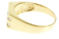 14K Yellow Gold Men's Diamond Two Tone Squared Wedding Ring