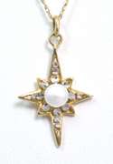 Awesome 1920's-Style Pearl North Star Necklace in 14KT Yellow Gold