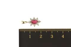 10K Yellow Gold Natural Marquise Ruby Diamond Halo Pendant