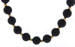 Black Onyx and Gold Beaded Necklace