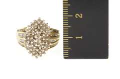 10K Yellow Gold Marquise Diamond Cluster Classic Statement Ring