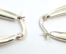 Sleek Elongated Hoop Earrings in Sterling Silver