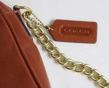Coach Brown Leather Gold Tone Chain Purse