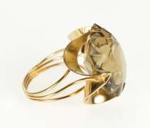14K Yellow Gold Smoky Quartz Star Cut Cocktail Statement Ring