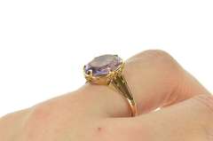 14K Yellow Gold Victorian Amethyst Oval Ornate Cocktail Ring