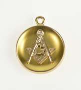 14K Yellow Gold Masonic Compass Square Monogram Locket Pendant