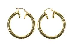 14K Yellow Gold 26.0mm Round Statement Classic Hollow Hoop Earrings