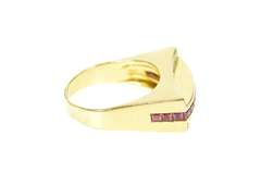 18K Yellow Gold 0.90 Ctw Ruby Diamond Squared Statement Band Ring
