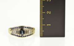 14K Yellow Gold Natural Sapphire Engagement Baguette Diamond Ring