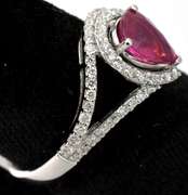 Rare GIA Certified Unheated Ruby & Diamond Platinum Ring