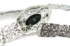 Beautiful Sterling Filigree Onyx & Marcasites