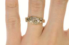 10K Yellow Gold Wavy Diamond Encrusted Statement Band Ring