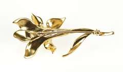 14K Yellow Gold Diamond Ornate Lily Flower Retro 1960's Pin/Brooch