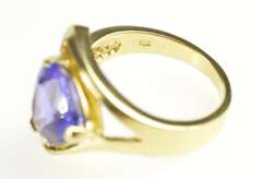 14K Yellow Gold Trillion Iolite Diamond Bypass Statement Ring