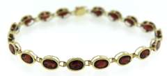Pretty Yellow Gold Garnet Bezel Set Bracelet