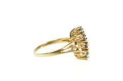 10K Yellow Gold Sapphire Diamond Halo Cluster Ornate Statement Ring