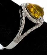 Platinum Yellow Sapphire & Diamond Ring