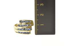 14K Yellow Gold 0.52 Ctw Sapphire Squared Tiered Statement Ring