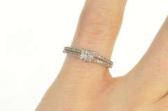 10K White Gold Classic Round Diamond Promise Engagement Ring