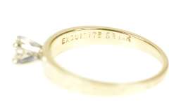 14K Yellow Gold 0.20 Ct Diamond Hammered Band Engagement Ring