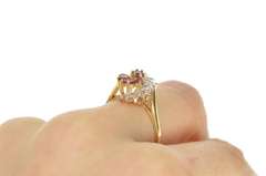 14K Yellow Gold Marquise Ruby Diamond Fanned Swirl Cocktail Ring