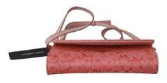 DOLCE & GABBANA  Pink Floral Lace Evening Long Clutch Cotton Bag