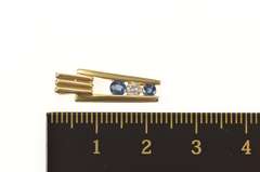 14K Yellow Gold 0.28 Ctw Sapphire Diamond Channel Bar Pendant