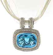 Fantastic Blue Topaz and Pave Diamond Pendant
