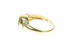 10K Yellow Gold Oval Peridot Diamond Statement Accent Ring