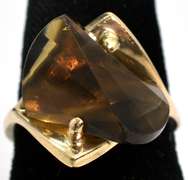 Free-Form Smokey Quartz Ring in Yellow Gold