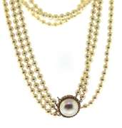 Favorite Triple Pearl Strand with Mabe Pearl & Diamond Accent Clasp