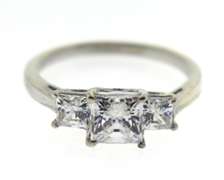 Sterling Silver Three Stone Princess Cut Ring
