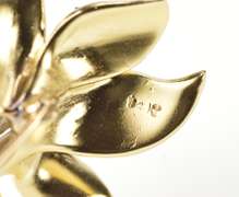 14K Yellow Gold Diamond Ornate Lily Flower Retro 1960's Pin/Brooch