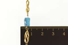 18K Yellow Gold Round Carved Turquoise Bead Twist Chain Bracelet