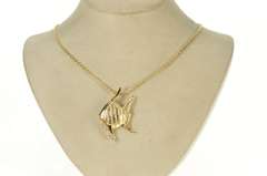 14K Yellow Gold 0.25 Ctw Diamond Inset Angelfish Statement Pendant/Pin