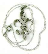 Sterling Pave Diamond Fleur-de-Lis Necklace