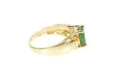 14K Yellow Gold 1.33 Ct Natural Oval Emerald Ornate Statement Ring