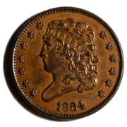 1834 Very Near Uncirculated Half Cent